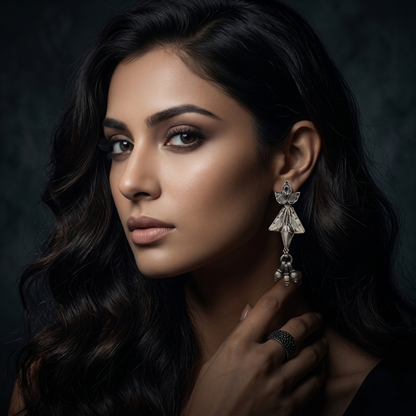 Sangeeta Boochra Contemporary Oxidised Silver Dangles