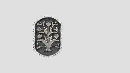 Sangeeta Boochra Oxidized Silver Floral Tree Brooch with Diamond-Style Border
