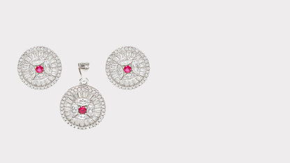 Midnight Sparkle CZ Stud Earrings and Chain Pendant