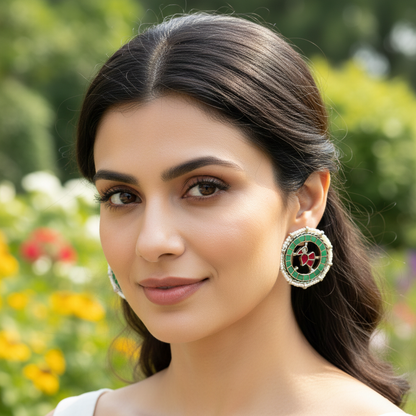 Sangeeta Boochra Traditional Kundan Silver Stud Earrings