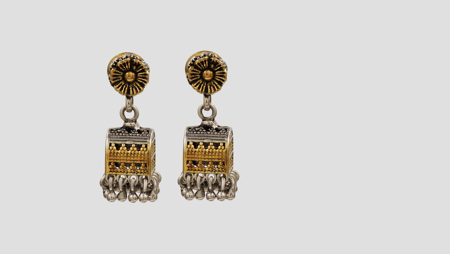 Sangeeta Boochra Handcrafted Dual-Tone Silver Statement Earrings