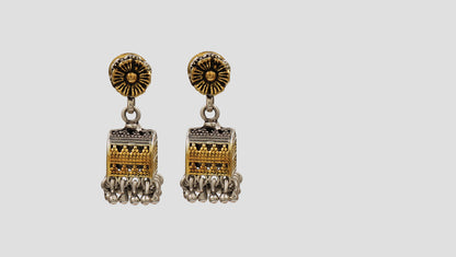 Sangeeta Boochra Handcrafted Dual-Tone Silver Statement Earrings