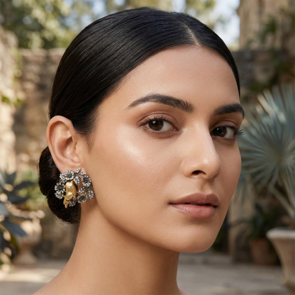 Sangeeta Boochra Heritage Dual Plated Bird Motif Silver Earrings