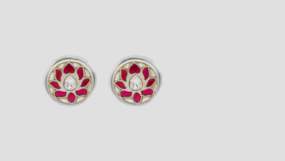 Sangeeta Boochra Floral Kundan Silver Studs