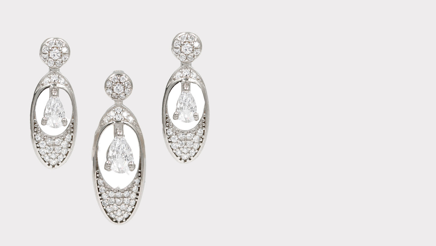 Radiant Charm Cubic Zirconia Earrings and Pendant Set