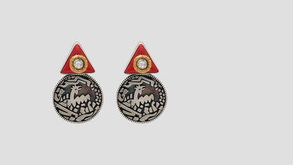 Sangeeta Boochra Handcrafted Oxidised Silver Tribal Disc Earrings