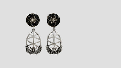 Sangeeta Boochra Handcrafted Black Stone Silver Danglers