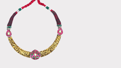 Handmade Silver Necklace with Gold Finish