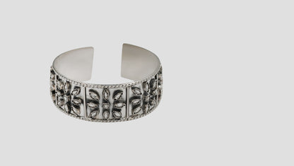 Sangeeta Boochra Handcrafted Oxidised Silver Statement Hand Cuff