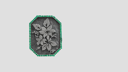 Handcrafted Oxidised Silver Heritage Floral Brooch with Green Stone Accents | Sangeeta Boochra