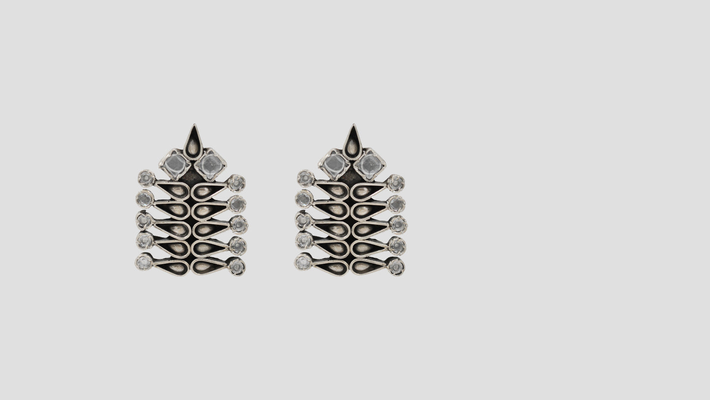 Sangeeta Boochra Bohemian Silver Statement Earrings