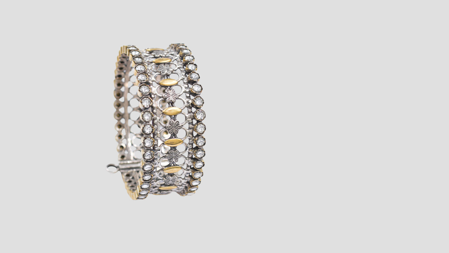 Sangeeta Boochra Designer Silver Bangle with Floral Detailing