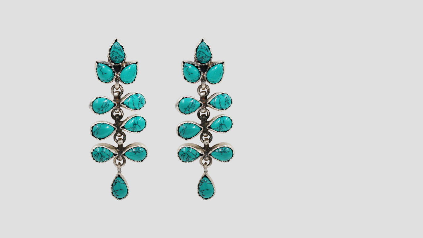 Handcrafted Turquoise Stone Dangle Earrings by Sangeeta Boochra