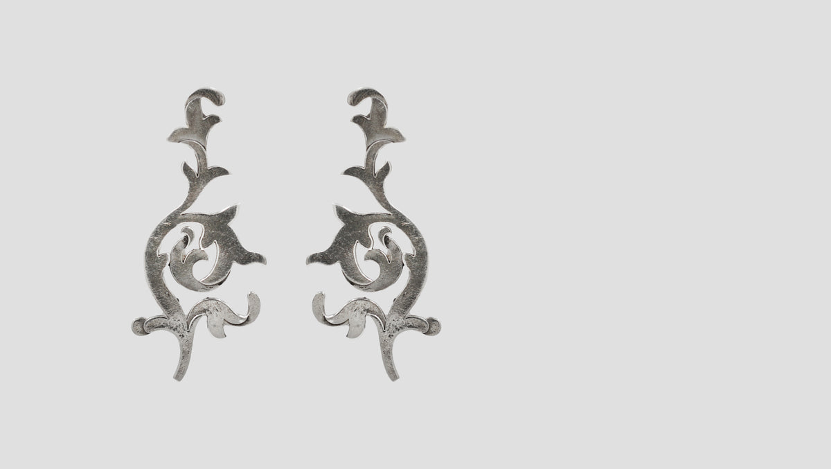 Sangeeta Boochra Oxidized Sterling Silver Vine Motif Earrings