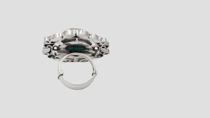Sangeeta Boochra Handcrafted Turquoise & Kundan Silver Ring