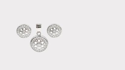 Luminous Orbit Statement Earrings and Pendant Set with CZ Stones