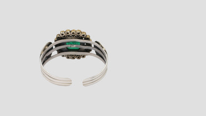 Sangeeta Boochra Emerald Bloom Handcrafted Silver Bracelet