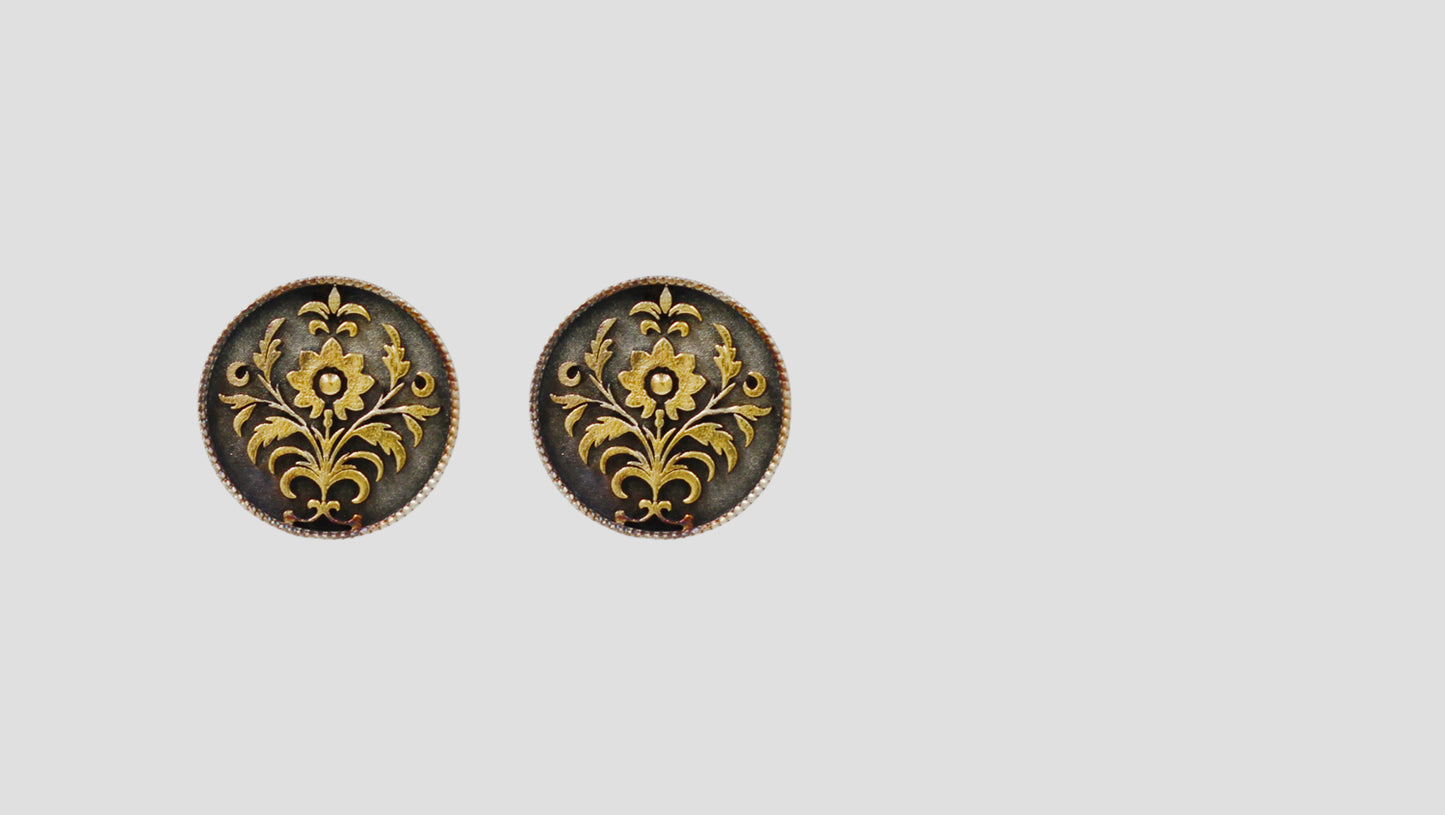 Sangeeta Boochra Oxidized & Gold-Plated Sterling Silver Floral Studs