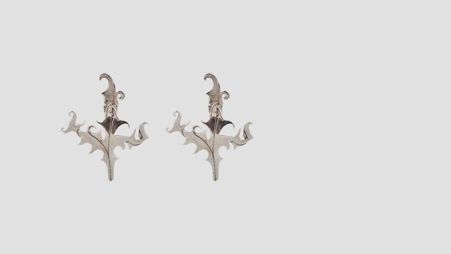 Sangeeta Boochra Handcrafted Oxidised Silver Botanical Statement Earrings