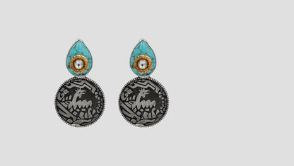 Sangeeta Boochra Artisan Turquoise Oxidised Silver Earrings