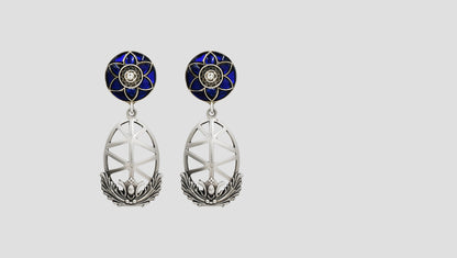 Sangeeta Boochra Blue Floral Silver Drop Earrings