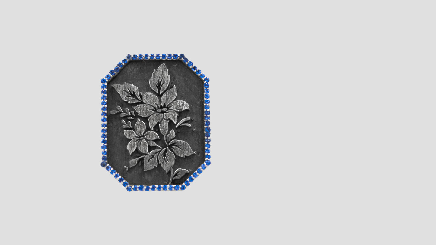 Sangeeta Boochra Signature Oxidized Silver Brooch – Floral Heritage Craft