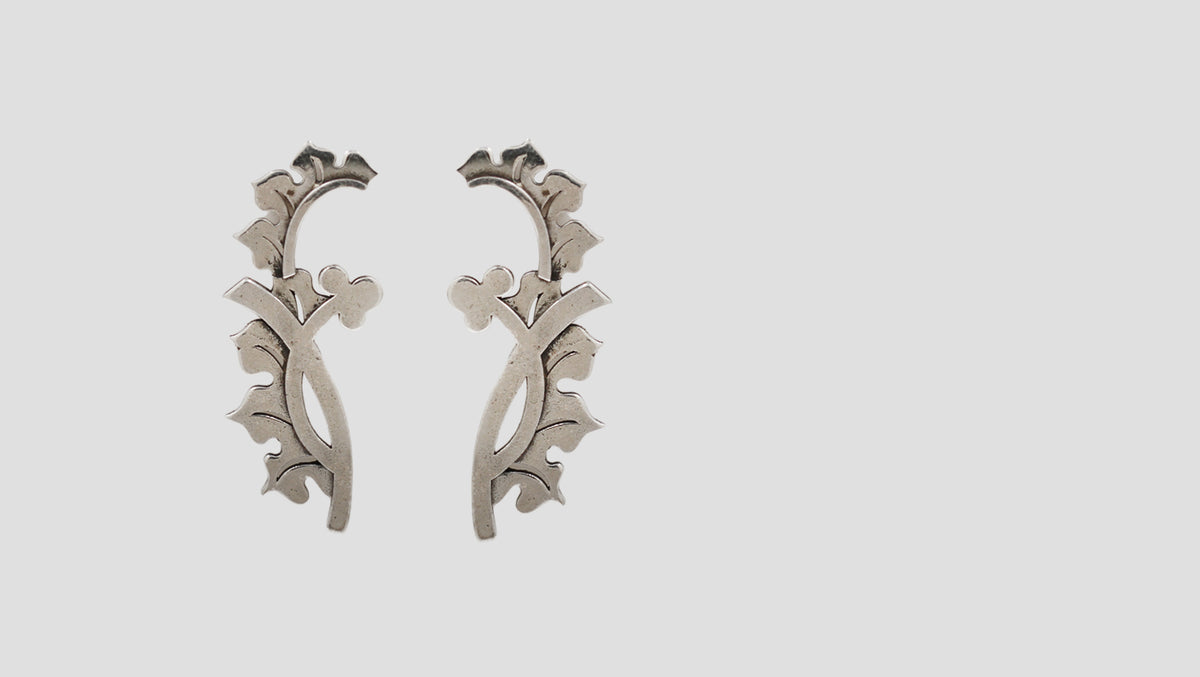 Sangeeta Boochra Handcrafted Sterling Silver Botanical Hoop Earrings