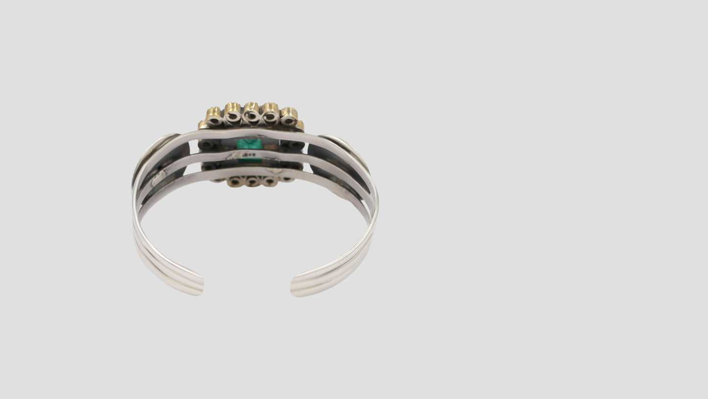 Regal Green Stone Statement Silver Bracelet – Sangeeta Boochra