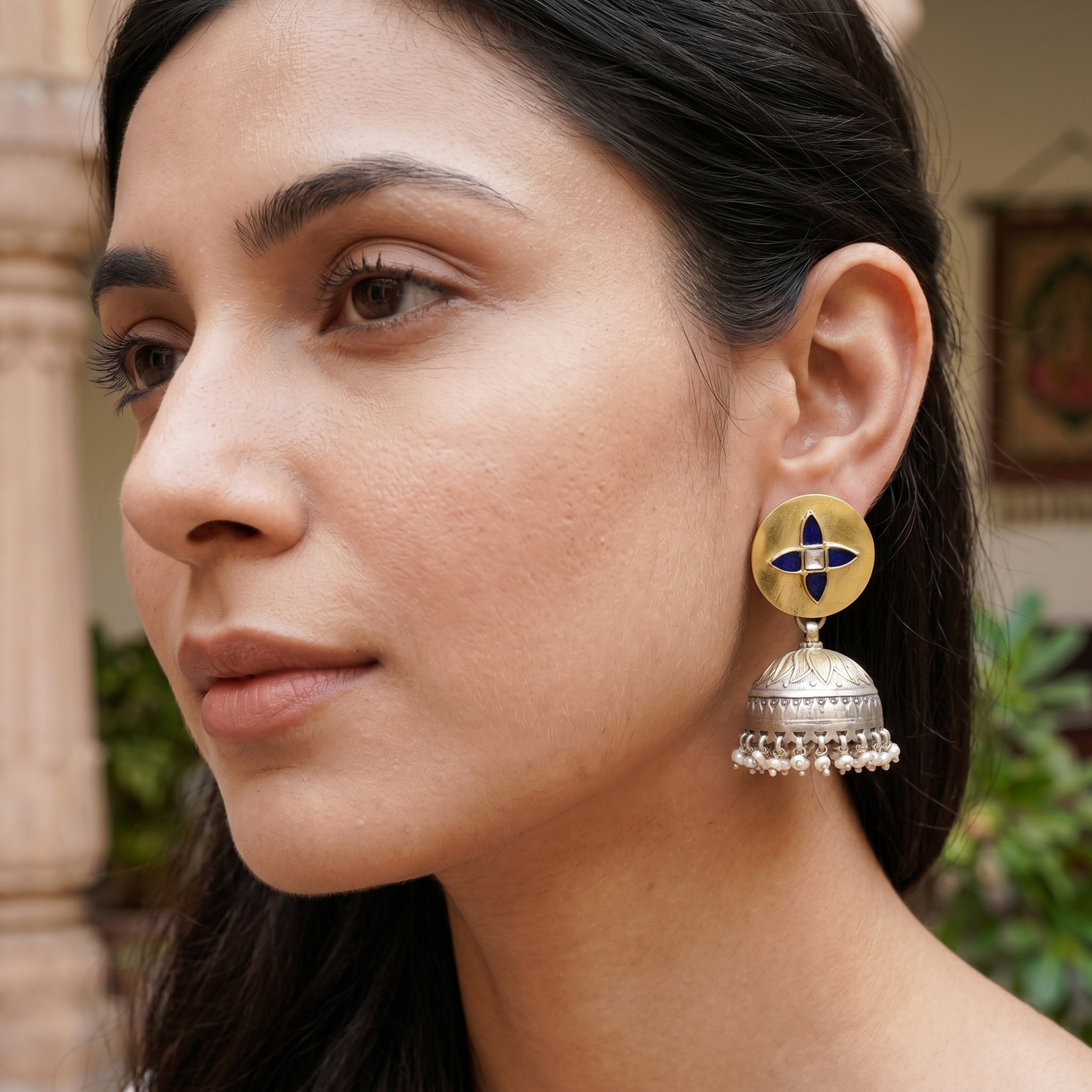 Sangeeta Boochra Traditional Dual Tone Jhumka Earrings