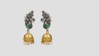 Sangeeta Boochra Dual Plated Peacock Jhumka Earrings