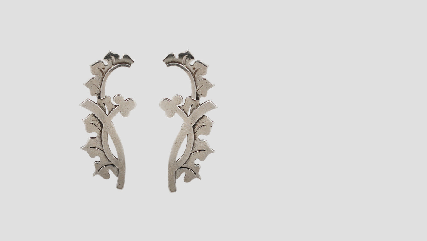 Sangeeta Boochra Handcrafted Sterling Silver Botanical Hoop Earrings