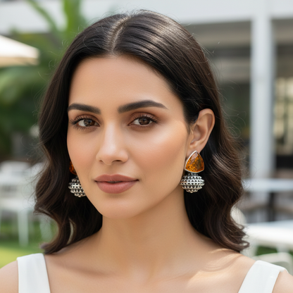 Sangeeta Boochra Designer Oxidised Silver Statement Earrings