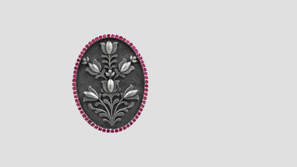 Handcrafted Silver Floral Motif Brooch with Pink Stone Detailing | Sangeeta Boochra