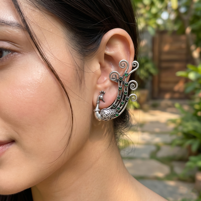Sangeeta Boochra Artisan Peacock Statement Earrings
