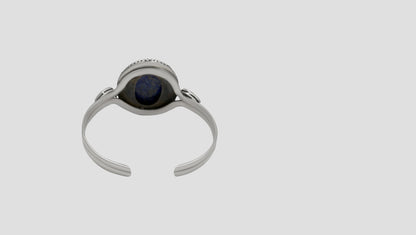 Sangeeta Boochra Blue Stone Floral Silver Statement Bracelet