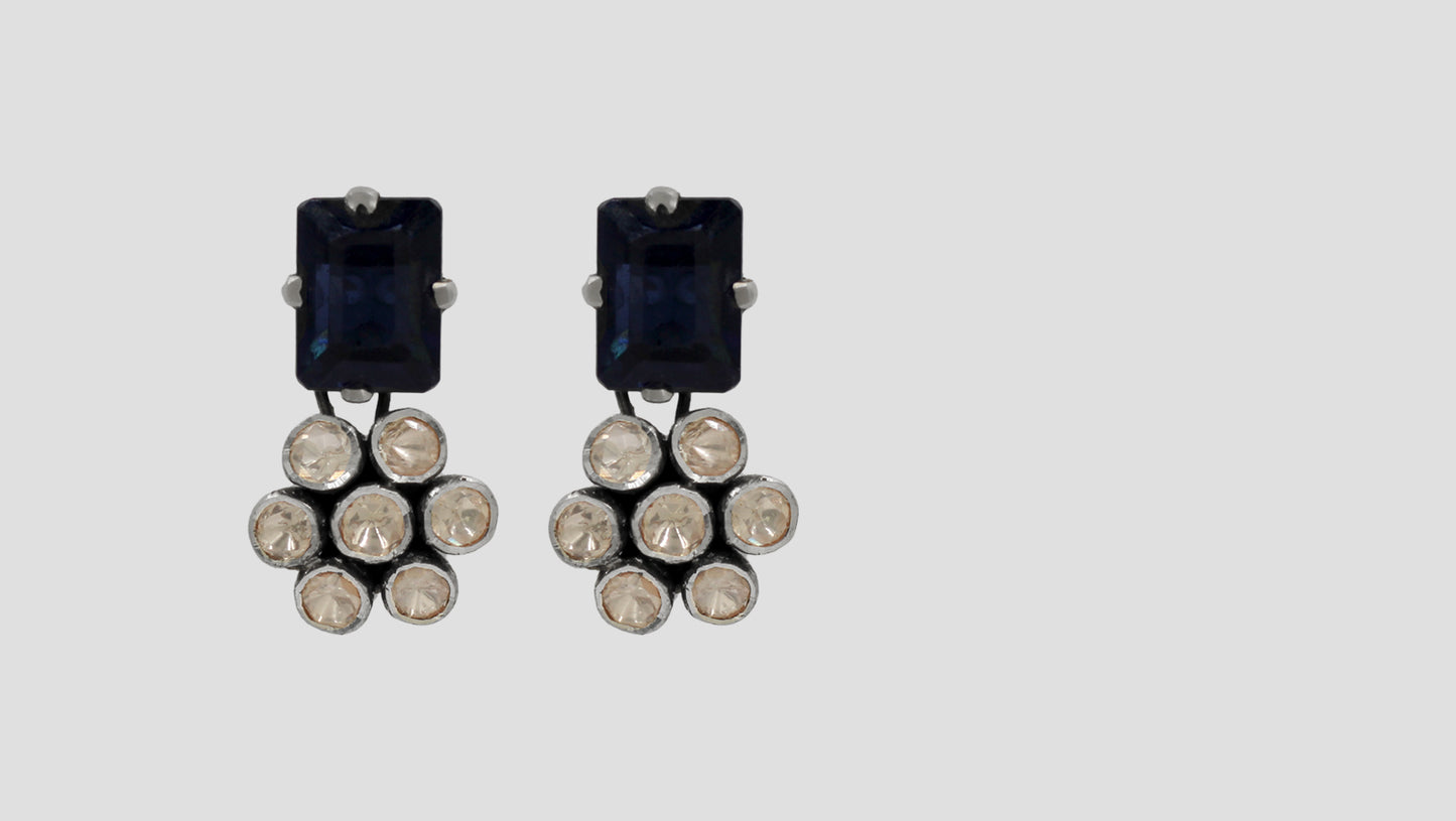 Sangeeta Boochra Handcrafted Polki Silver Statement Earrings