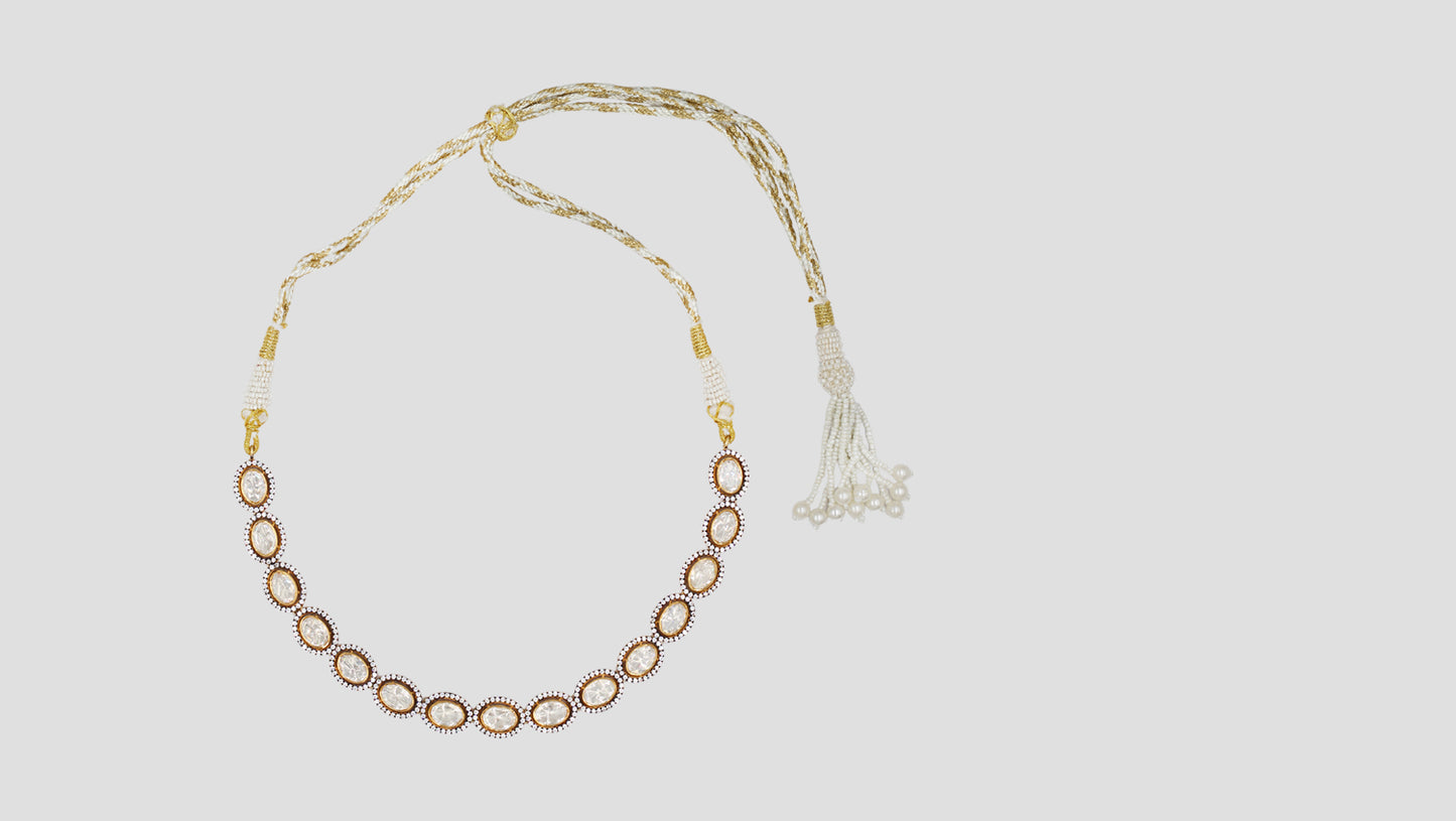 Sangeeta Boochra Classic Oval Moissanite Gold-Plated Silver Necklace Set