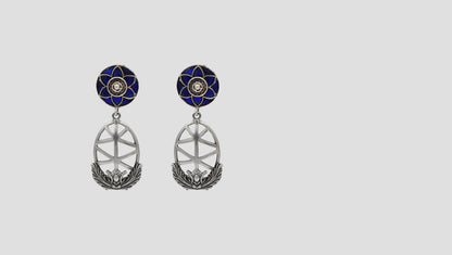 Sangeeta Boochra Artisan Sterling Silver Blue Floral Statement Earrings