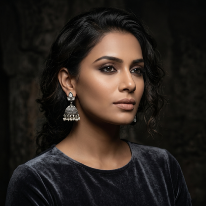 Sangeeta Boochra Artisan Crafted Kundan Pearl Jhumkas