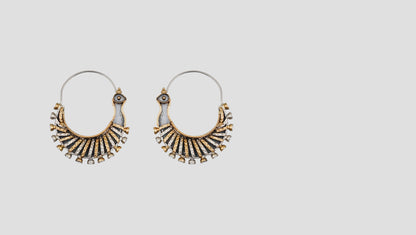 Sangeeta Boochra Handcrafted Dual Plated Silver Tribal Hoop Earrings