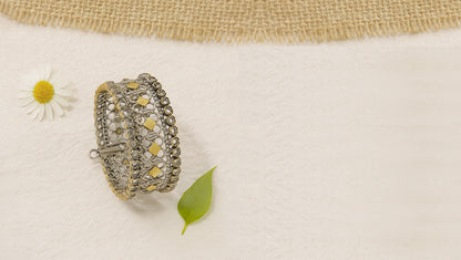 Sangeeta Boochra Silver Bangle | Dual-Tone Heritage Design