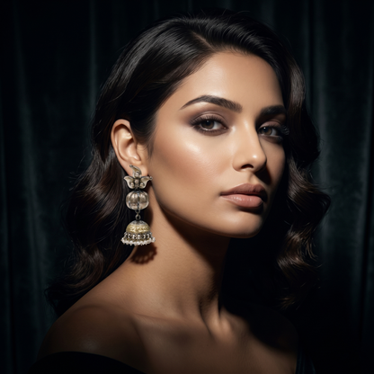 Sangeeta Boochra Traditional Pearl Drop Silver Jhumka Earrings