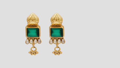 Sangeeta Boochra Handcrafted Gold Plated Moissanite Silver Statement Earrings