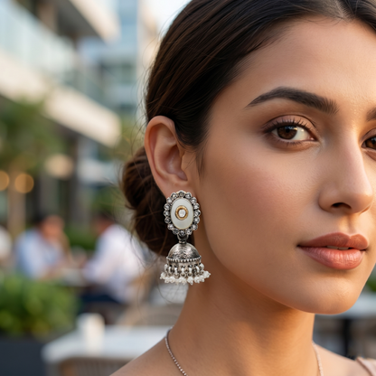 vintage Peacock Charm Oxidised Earrings by Sangeeta Boochra