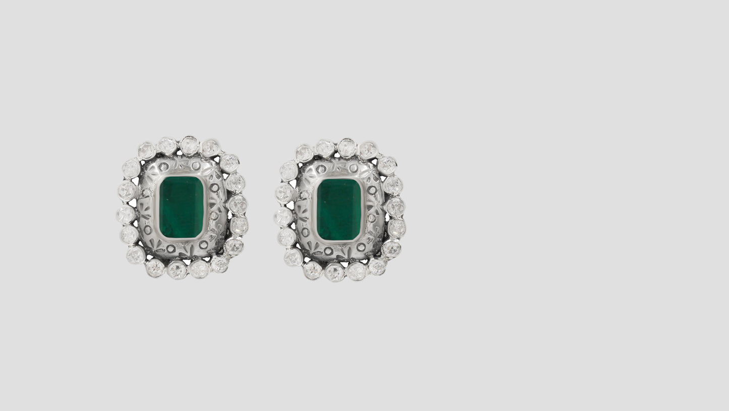 Sangeeta Boochra Regal Spark Moissanite Silver Earrings