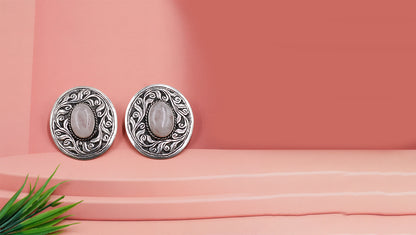 Sangeeta Boochra Heritage Engraved Silver Studs