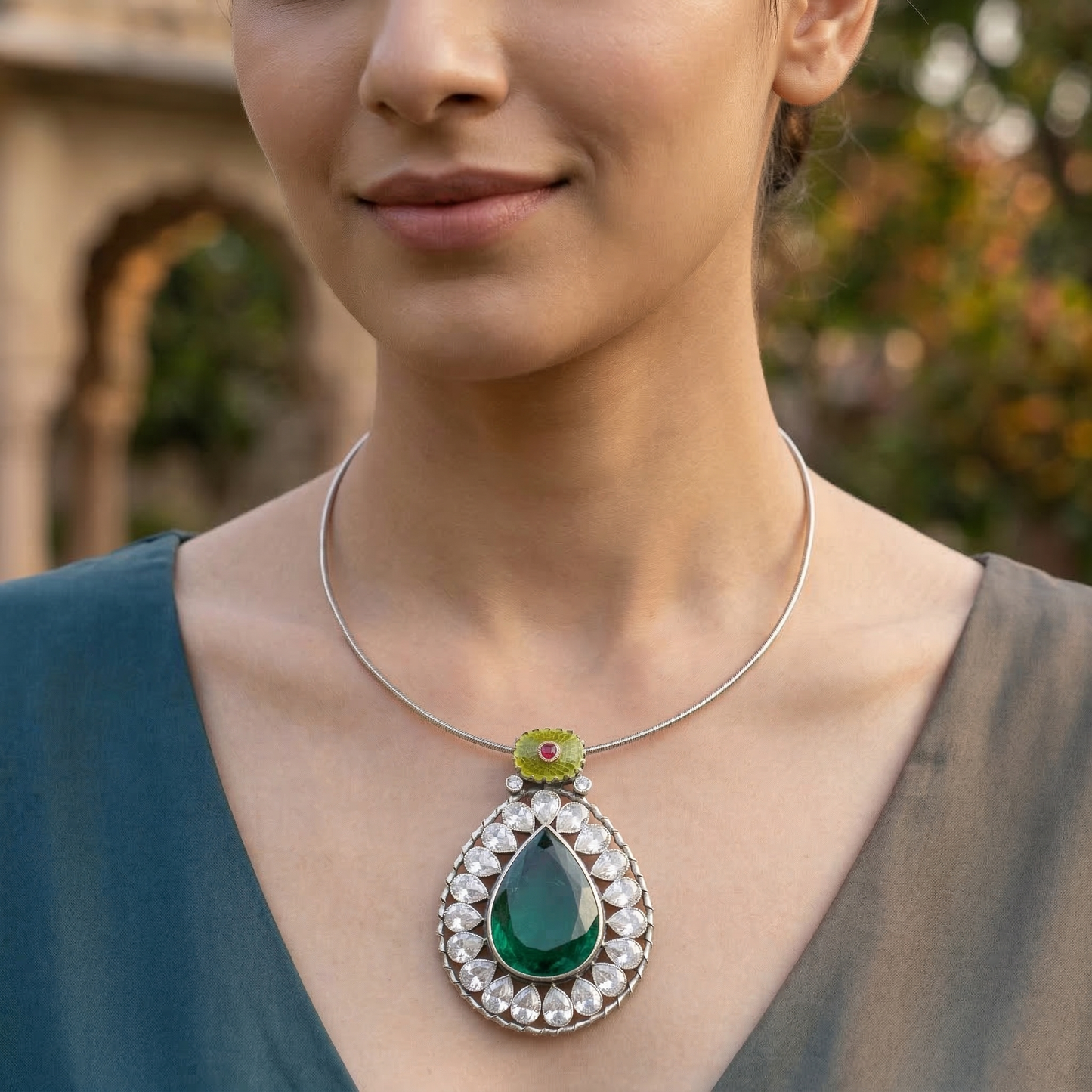Sangeeta Boochra Timeless Green Elegance Pendant