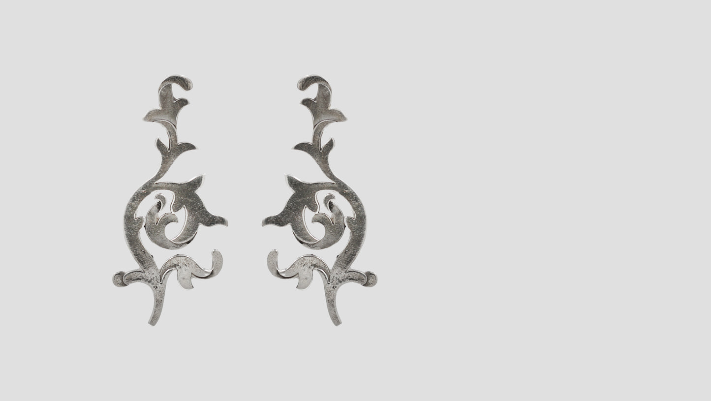 Sangeeta Boochra Oxidized Sterling Silver Vine Motif Earrings