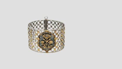 Sangeeta Boochra Dual-Tone Silver Openable Floral Bangle
