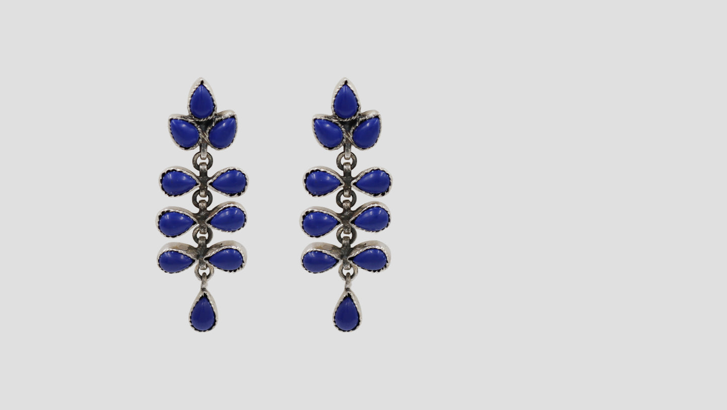 Handcrafted Lapis Stone Silver Dangle Earrings by Sangeeta Boochra